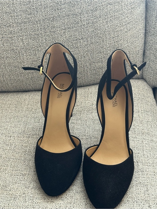 Michael Kors Shoes - Michael Kors Black Suede Pointed-Toe Ankle Strap Heels